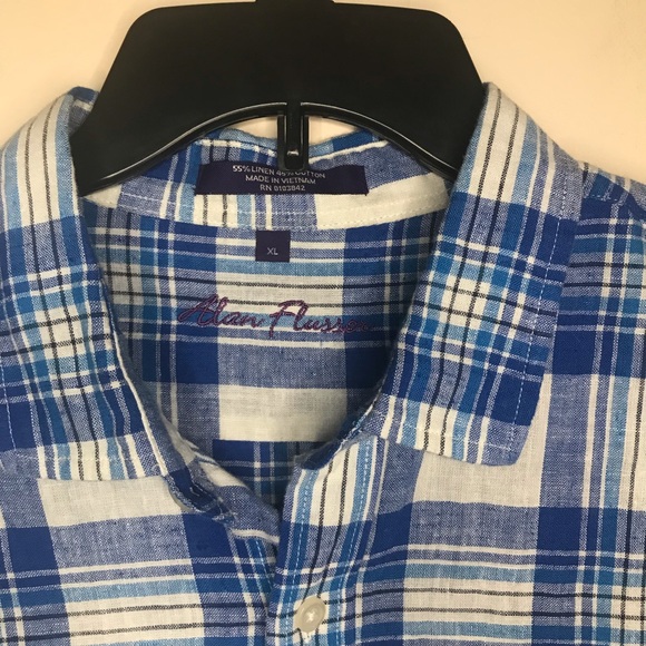 Alan Flusser button down short sleeve shirt XL - Picture 2 of 7